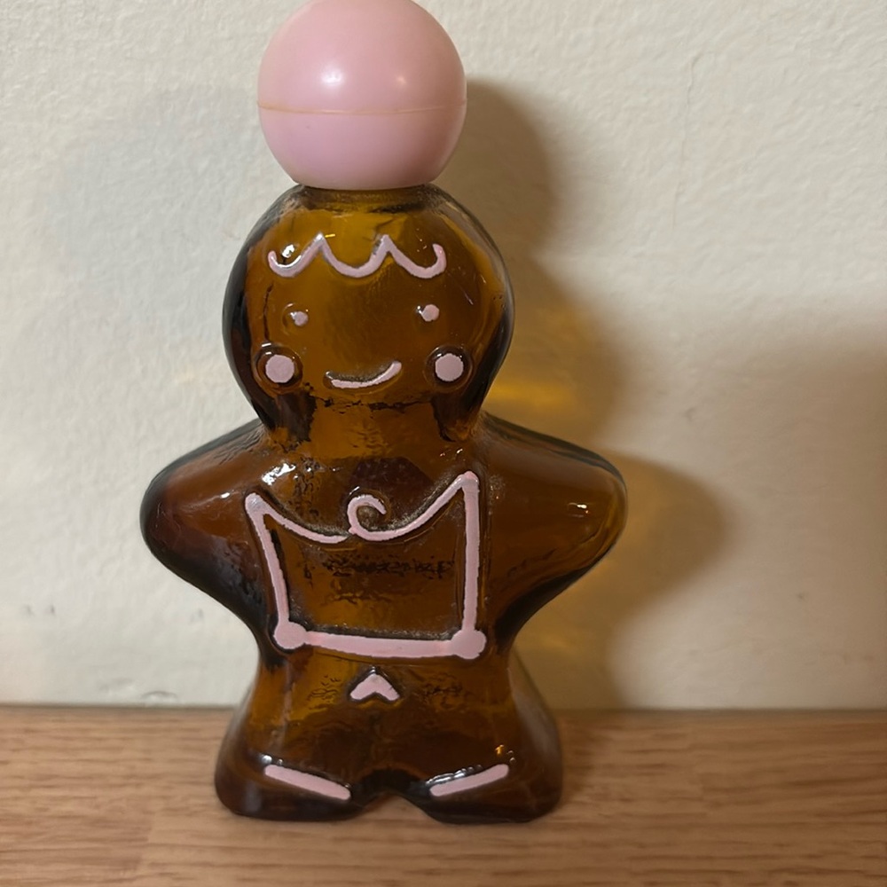 Vintage Avon Hello Sunshine Gingerbread Man Empty Cologne Bottle with Pink Cap